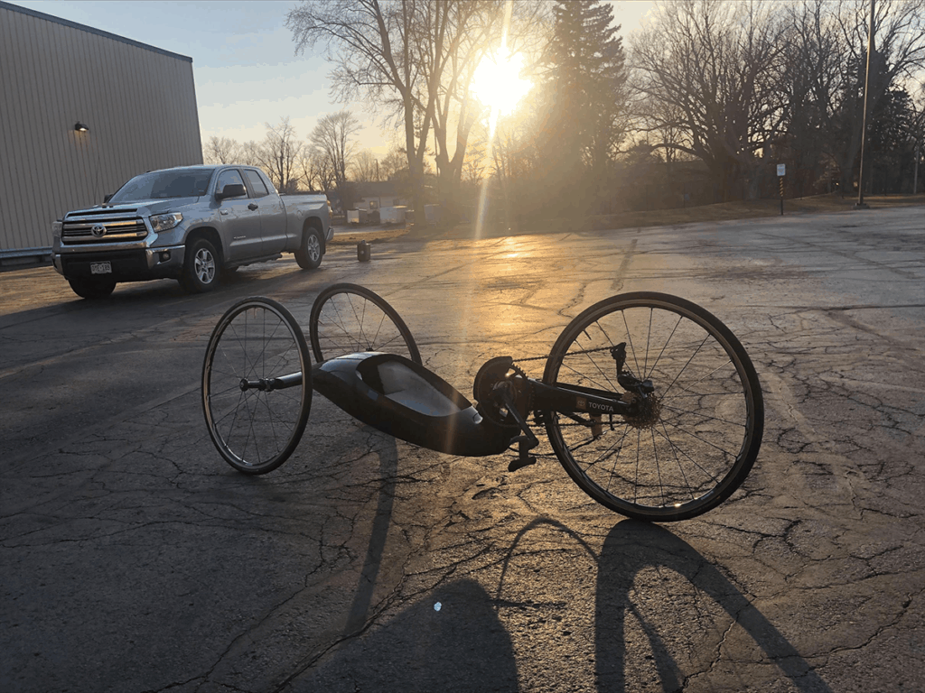Custom Carbon Bike in parking lot